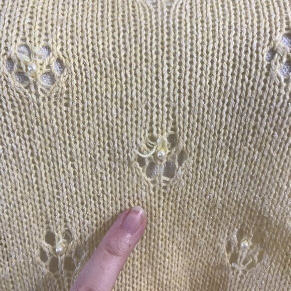 Special Events Vintage Light Yellow Sweater Silk Angora Wool Size 18W Beaded Top - Picture 5 of 9